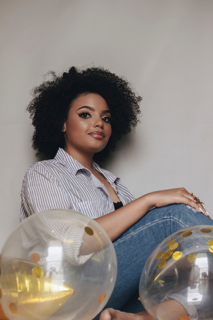 Young Woman with Balloons