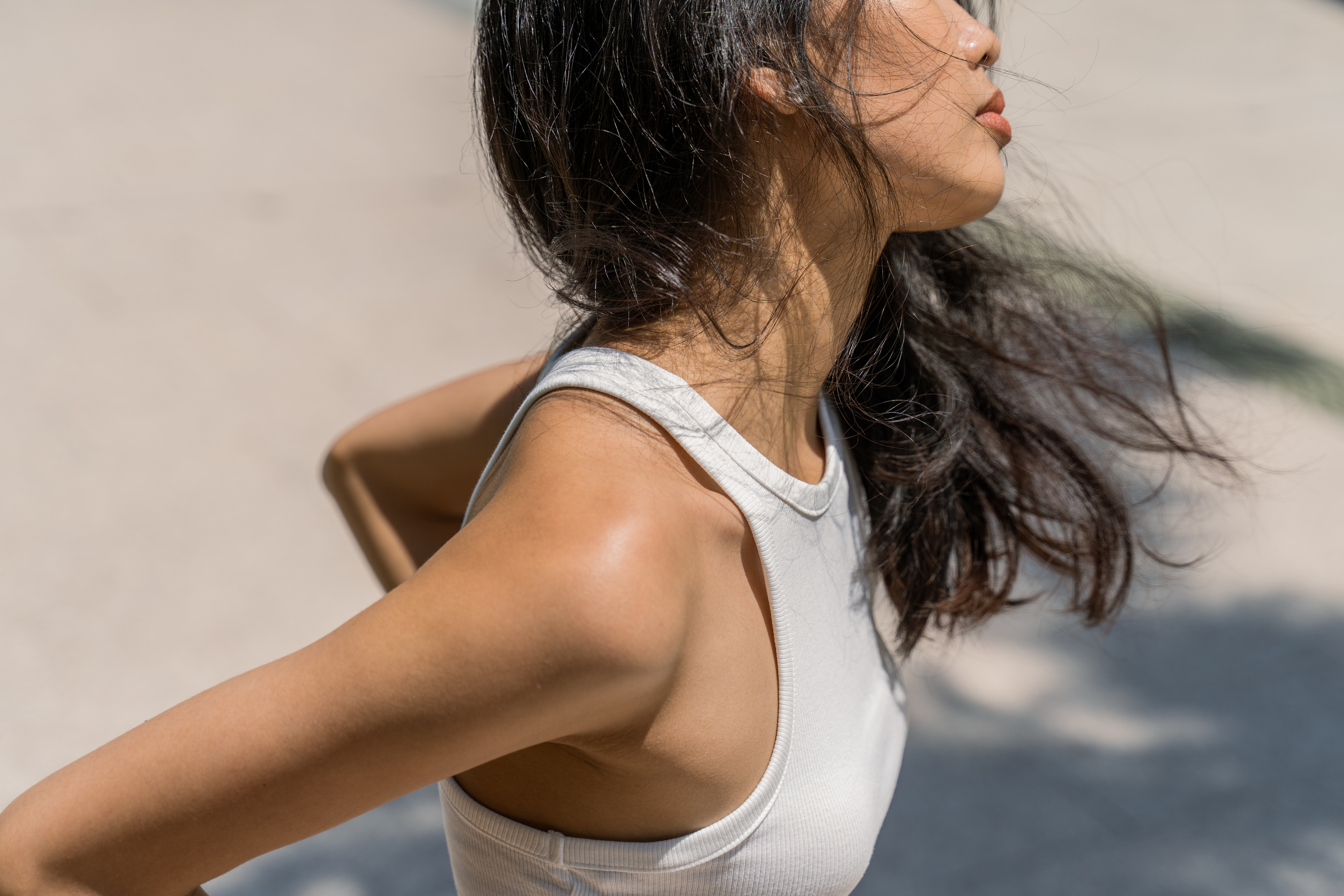 Woman in White Casual Clothes